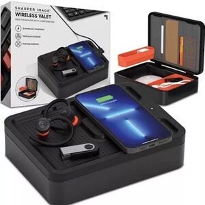 3/$15 Sharper Image Wireless Valet Desk Organizer w/Charging Pad Travel Gift NIB